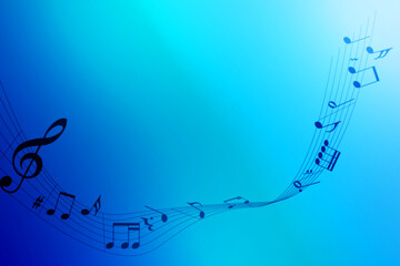  musical theme illustration on blue background
