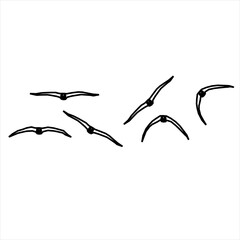 Vector design sketch of a flock of birds flying