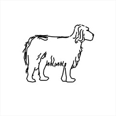 Vector design sketch of a dog with thick fur