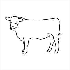 Vector design sketch of a cow standing still