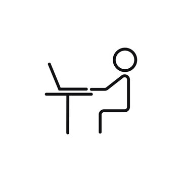 recommend clip art: Remote work line icon worker laptop remote job