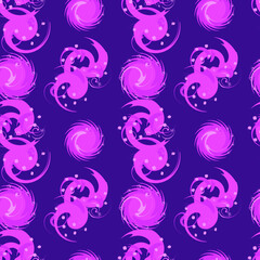 Obraz premium Pink Swirl Paisley Abstract Pattern Expressionism Digital Illustration. Vector Design Seamless Modern Texture.