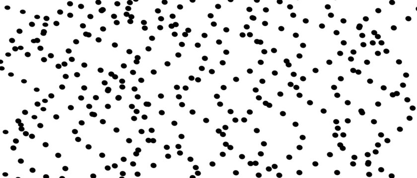Dotted monochrome pattern. Black chaotic spots. White background. Abstract technology pattern, wavy spotted curves. Op art design. Vector digital graphic for web banner, website, landing page. EPS10
