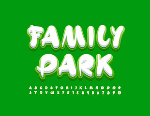 Vector modern poster Family Park with handwritten Font. Trendy Alphabet Letters and Numbers set