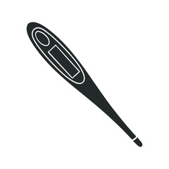 Thermometer Tool Icon Silhouette Illustration. Medical Instrument Vector Graphic Pictogram Symbol Clip Art. Doodle Sketch Black Sign.