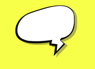 White comic cloud for text on the yellow background  