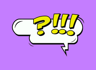 Comic chat cloud element question mark on the purple background 