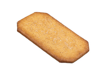 Rectangular sugar coated cinnamon cookie isolated on a white Background.