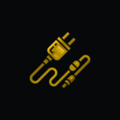 Battery gold plated metalic icon or logo vector