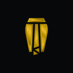 Batik Skirt gold plated metalic icon or logo vector