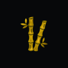 Bamboo gold plated metalic icon or logo vector