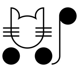 Black cat logo design vector template Negative kind of space Logo icon concept