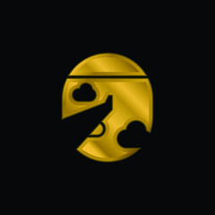 Airplane gold plated metalic icon or logo vector