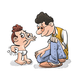 little boy got his diaper dirty