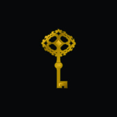 Obraz premium Antique Key Tool gold plated metalic icon or logo vector