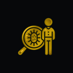 Bacteria gold plated metalic icon or logo vector
