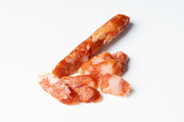 Fresh sausage on pure white background