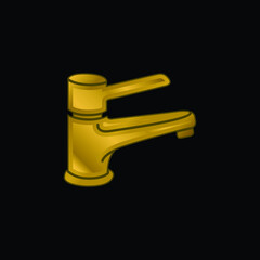 Bathroom Tap Tool To Control Water Supply gold plated metalic icon or logo vector