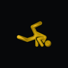 Breakdance gold plated metalic icon or logo vector