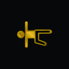 Boy On Floor Stretching Leg And Arms gold plated metalic icon or logo vector
