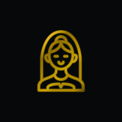 Bride Bust gold plated metalic icon or logo vector