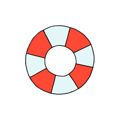 Obraz premium Lifebuoy. To swim. Help for a drowning man. Vector. Doodle. Hand-drawn illustration.