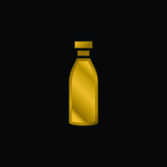 Bottle gold plated metalic icon or logo vector