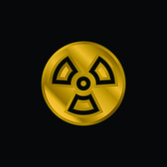 Biohazard gold plated metalic icon or logo vector