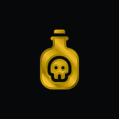 Bottle gold plated metalic icon or logo vector