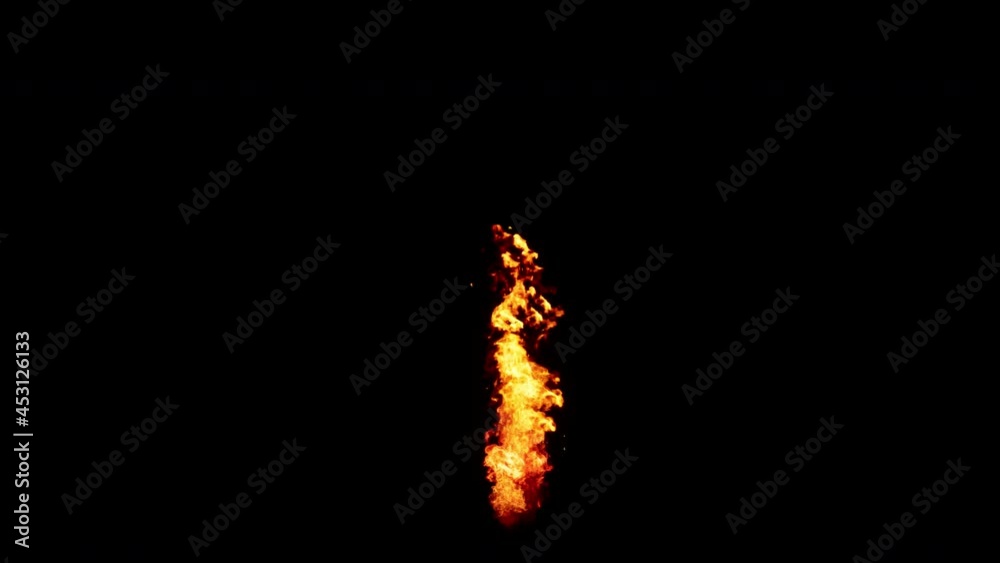 Poster a closeup view of the flames starting to burn and soon disappear on isolated black background in 4k