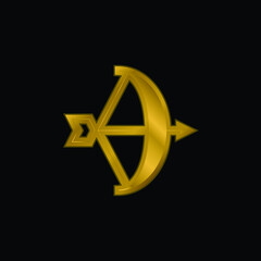 Bow gold plated metalic icon or logo vector