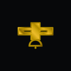 Big Satellite gold plated metalic icon or logo vector