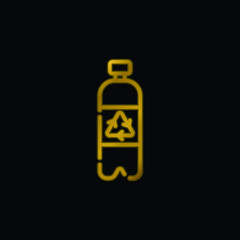 Bottle gold plated metalic icon or logo vector