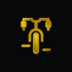 Bicycle gold plated metalic icon or logo vector