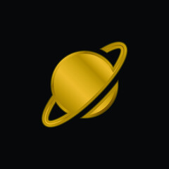 Asteroid gold plated metalic icon or logo vector