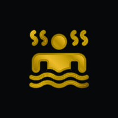 Bath gold plated metalic icon or logo vector