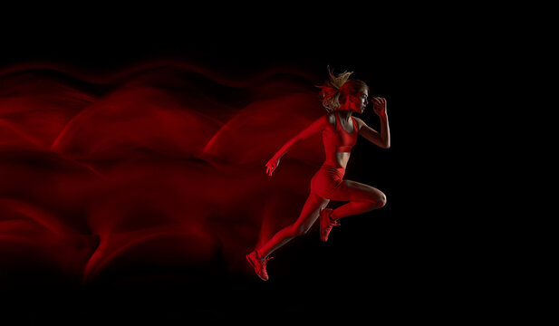 Female sprinter in motion