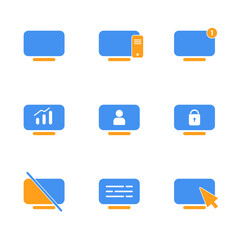 Cool Monitor Set Icon With Various Motive Vector