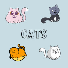 Cute vector cat cartoon logo template. pet logo set for pet shop