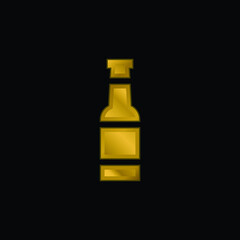 Beer gold plated metalic icon or logo vector