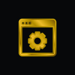 App gold plated metalic icon or logo vector