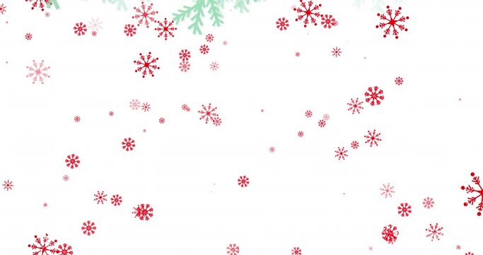 Animation of snow falling over christmas trees