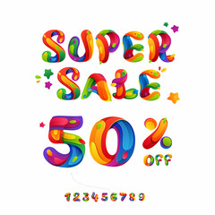 Super Sale 50% off lettering for your Black Friday poster, flyers, and other advertising.