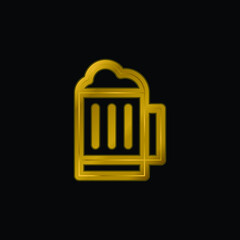 Beer gold plated metalic icon or logo vector