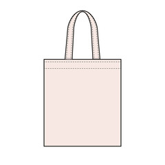 No plastic concept. Recycle shopping bag. Canvas shoulder tote. Isolated vector clip art.