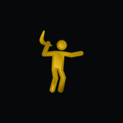 Boomerang gold plated metalic icon or logo vector