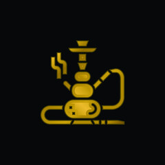 Bong gold plated metalic icon or logo vector