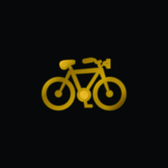 Bike Shape gold plated metalic icon or logo vector