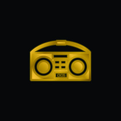Boombox gold plated metalic icon or logo vector