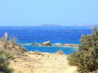 coast of island  Cyclades Koufonisia August 2021 Aegean Mediterranean